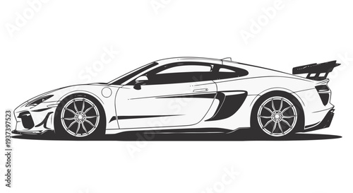 Modern Sports Car Side View – Luxury Supercar Vector Illustration