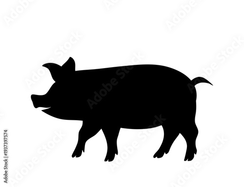 Domestic pig silhouette vector illustration