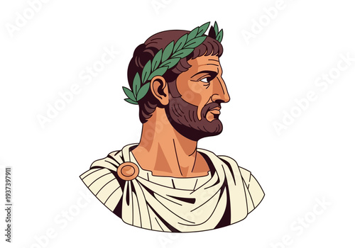 Illustration of Roman Emperor with Laurel Wreath.