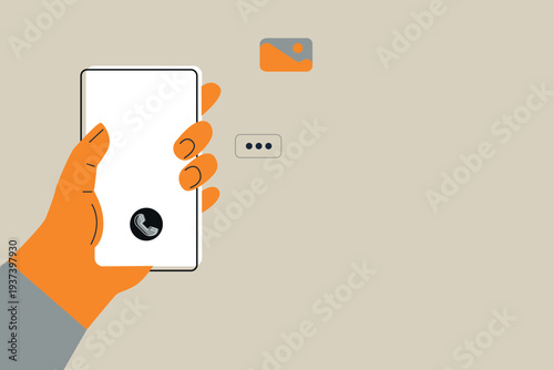 Art & Illustration Person Using Smartphone with Social Media Notifications