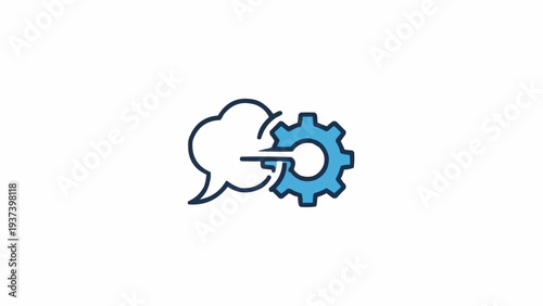 Speech bubble with gear icon.