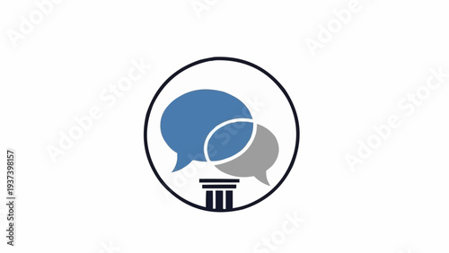 Speech bubbles on a podium icon.