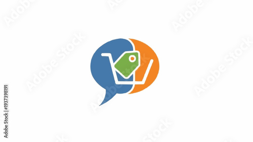 Speech bubbles with shopping cart icon.