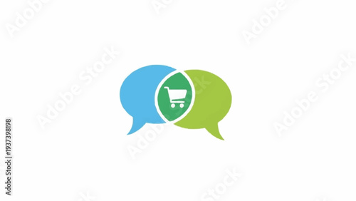 Speech Bubbles with Shopping Cart Icon.