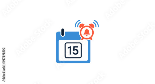 Calendar with alarm notification symbol.