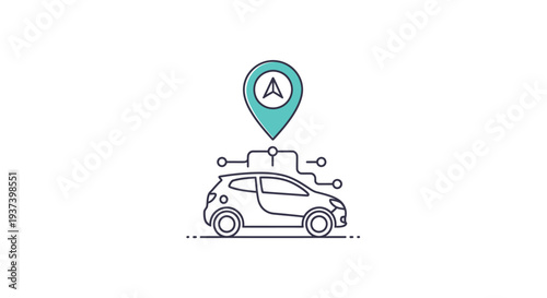Car with Location Pin and Letter A.