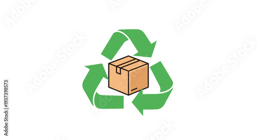 Cardboard Box Recycling Symbol Illustration.