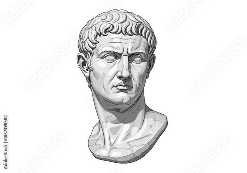 Ancient Roman Marble Bust of Man.