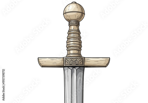 Medieval Sword Hilt and Crossguard Illustration.