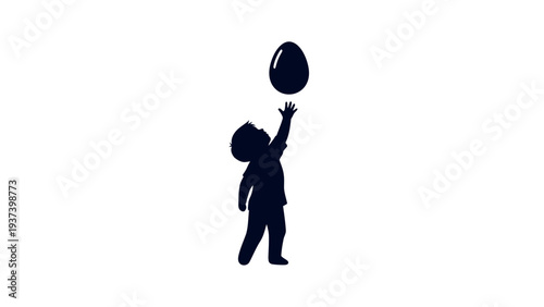 Silhouette of Child Playing with Rugby Ball.