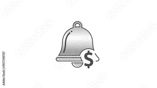 Silver Service Bell with Dollar Sign.