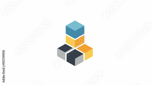 Three Dimensional Blocks Stacked Together.