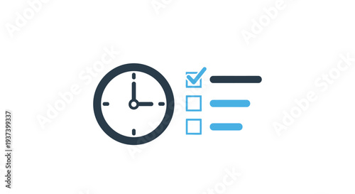 Clock and Checklist Icon Symbols.
