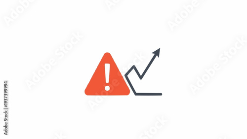 Warning sign with rising graph arrow.