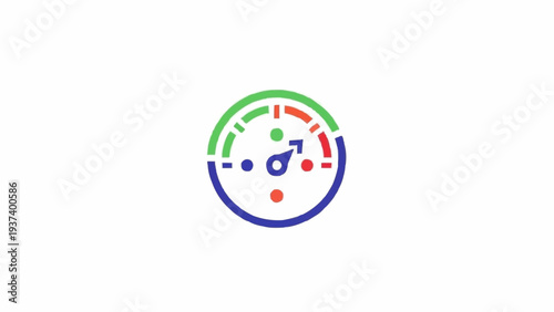 Speedometer Icon with Colorful Gauge Levels.