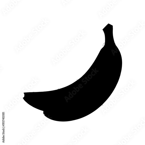 Simple black vector silhouette of a ripe banana, isolated on a clean white background.