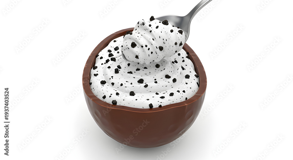 Obraz premium Cookies and cream spoon Easter egg isolated on white background