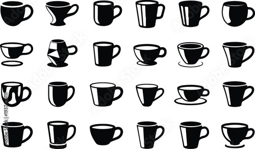 Cup Collection Silhouette Icon Set Trophy Cup Typography Silhouette Icon Pack