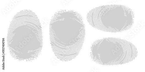 Black ink fingerprint on white background, spiral whorl pattern, forensic identification