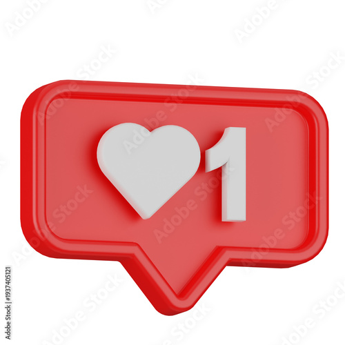 Red “Like” logo, isolated, no background