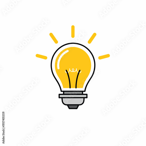 Simple Yellow Light Bulb Illustration.