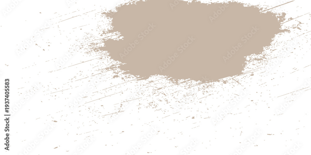 Obraz premium Abstract beige grunge splatter on white background with distressed paint texture and vintage weathered ink stain effect