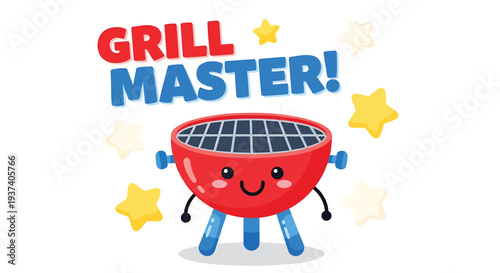 Vector illustration of smiling grill cartoon character
