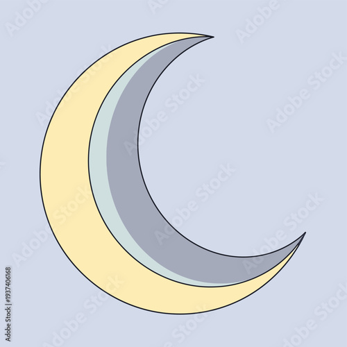 Crescent Moon Illustration Simple Design Element.