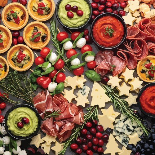 Assorted Appetizers and Finger Foods Display.