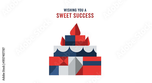 Vector cake icon with 'Wishing you a sweet success' text