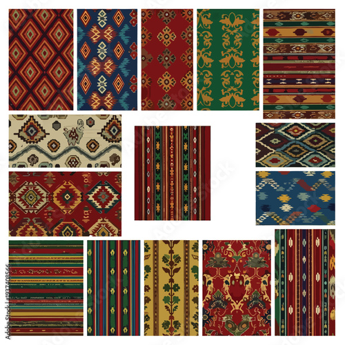 Assorted Colorful Fabric Patterns and Textures.