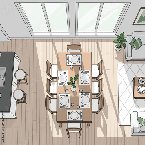 Dining Table with Chairs and Decor.