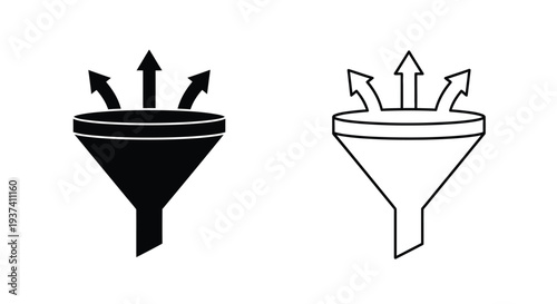 Funnel diagram icons for marketing Vector