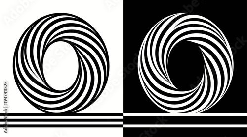 Abstract Optical Illusion Art Swirling Vortex in Black and White