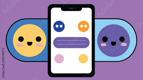 iMessages dual chat interface mockup with bubble conversations keyboard, modern unified messaging layout, messaging experience vector illustration, Mobile Messaging App UI with Smartphone Screens