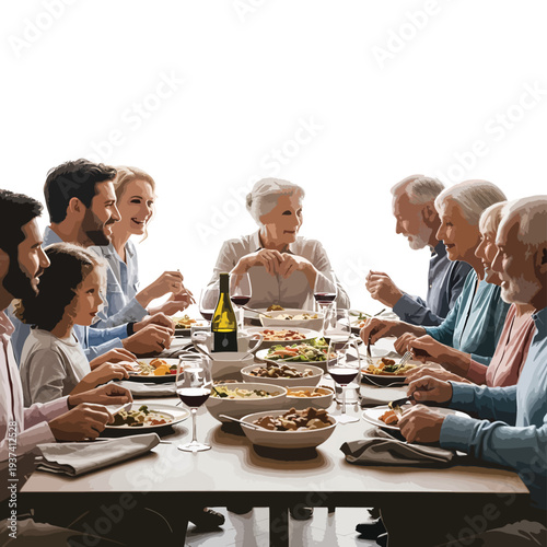 Group of People Enjoying Meal Together.