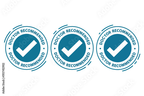 Doctor Recommended Blue Seals with White Checkmarks