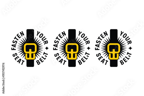 Buckle Up, Fasten Your Seatbelt, Safety Reminder Logos