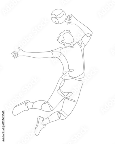 Volleyball Player in Action, Jumping to Spike the Ball with Dynamic Movement and Energy