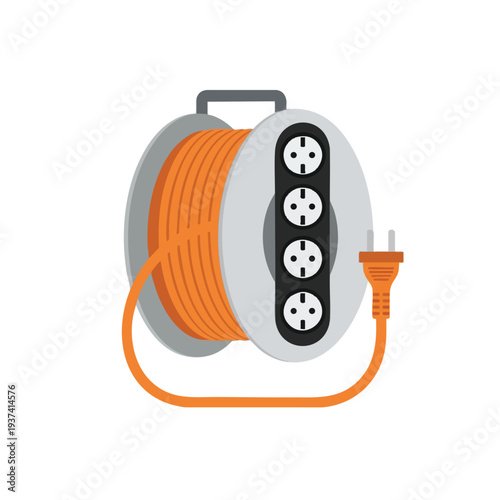 Orange Extension Cord Reel with Multiple Outlets