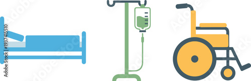 Medical equipment and aids for patient care on transparent background