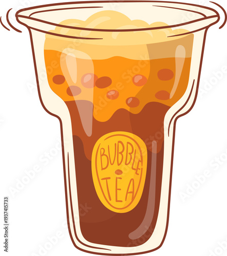 Bubble tea menu drawing. Summer drink icon