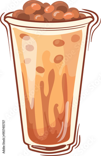 Cream boba tea glass. Cold drink icon