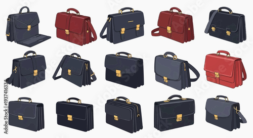 A variety of stylish briefcases in different colors and designs