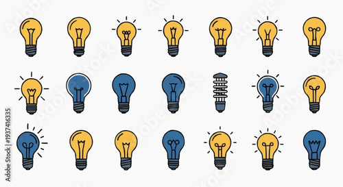 A creative collection of different light bulbs as an illustration concept