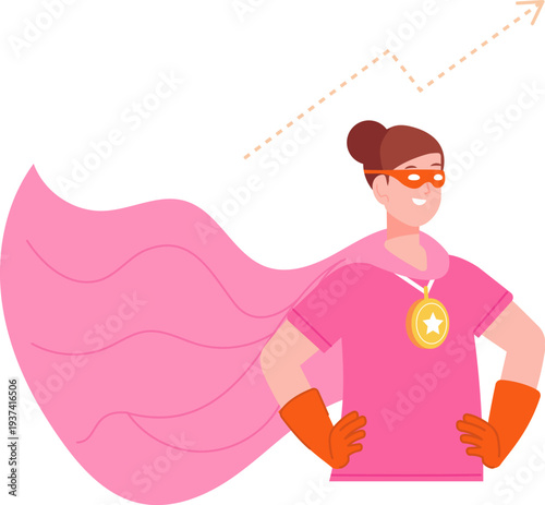 Superhero woman mascot. Female power color character