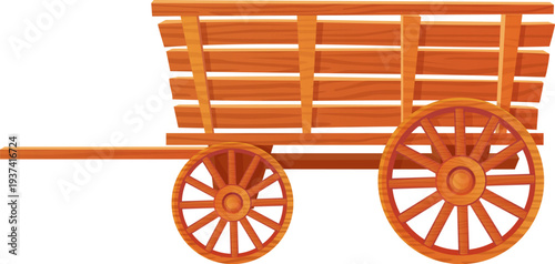 Ranch cart. Vintage farm transport cartoon icon
