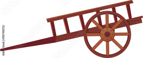 Retro rural cart icon. Cartoon wooden wagon