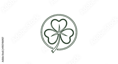 Four leaf clover icon with heart shaped leaves in a circular frame symbolizing good fortune and luck on a simple white background