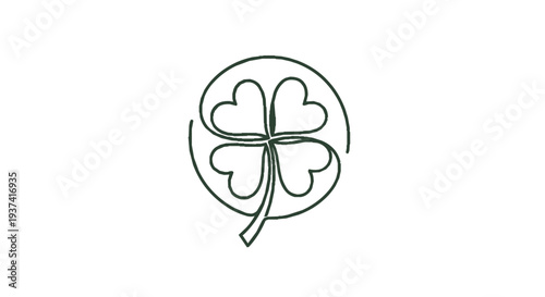 Simple black line art four leaf clover icon symbolizing luck and fortune isolated on white background minimalist design